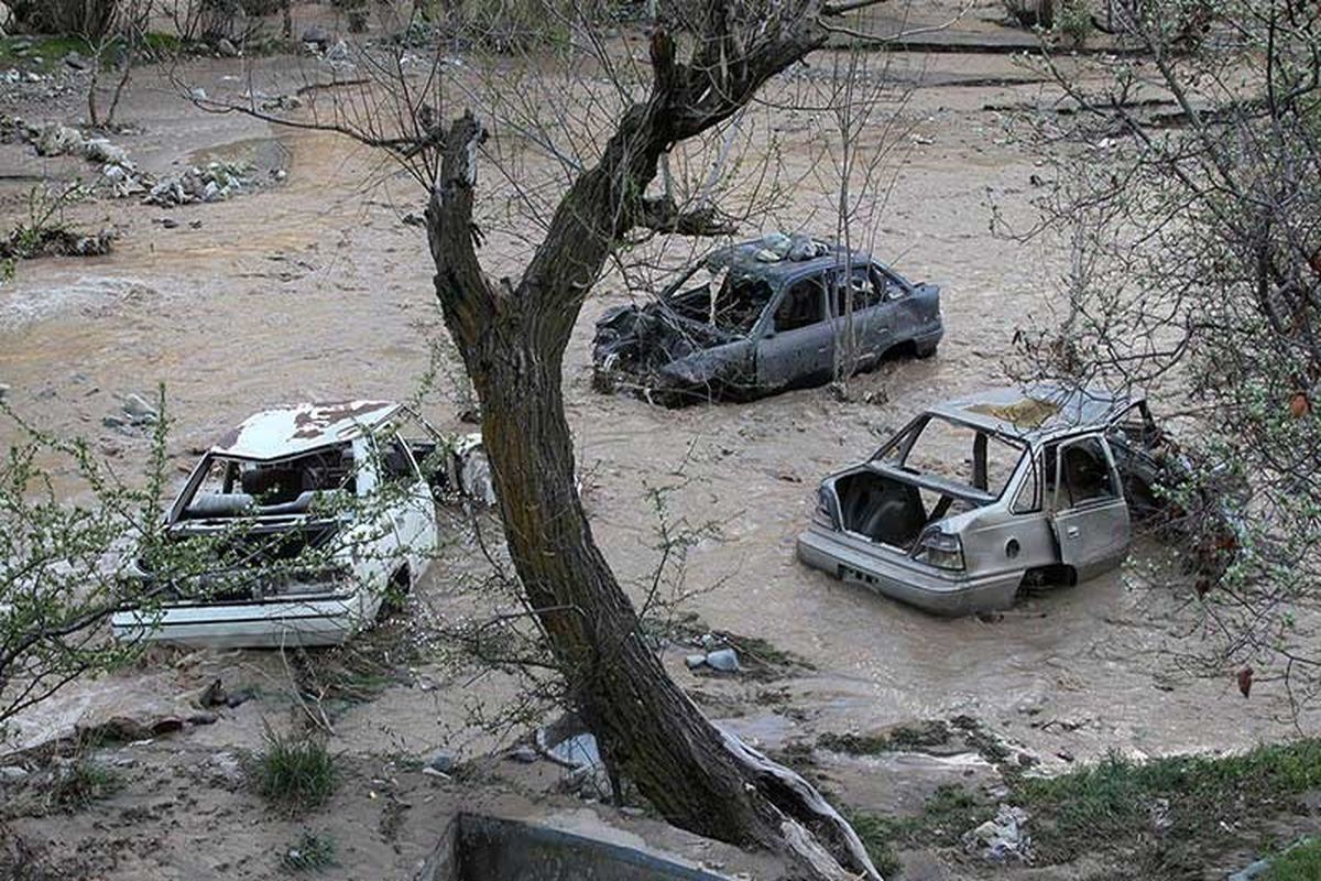 ناپدید شدن ۲۵ خودرو و مرگ ۵ نفر ، نتیجه سیل در جاده چالوس