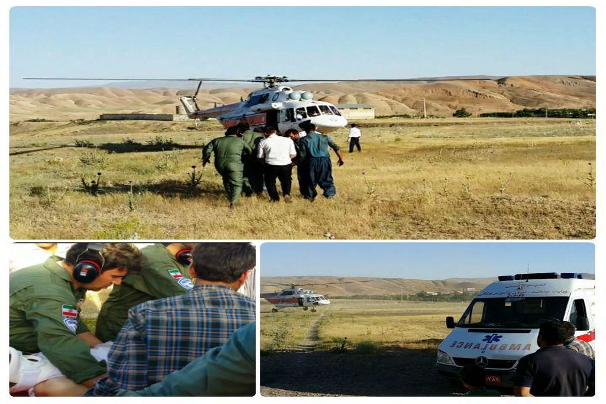 امدادرسانی به مصدوم اهل روستای شیخلر دندی توسط اورژانس هوایی زنجان