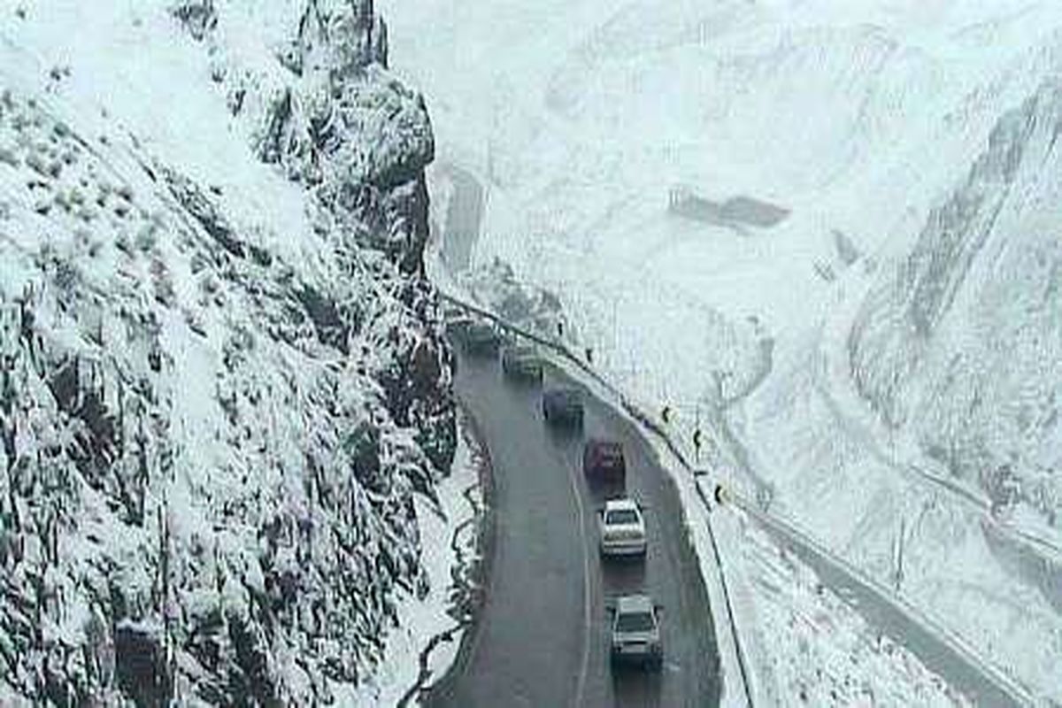 بارش برف در جاده چالوس