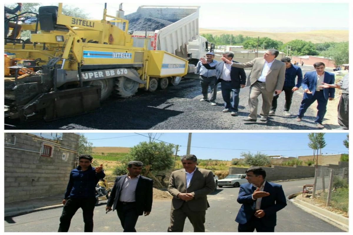 بازدید فرماندار تکاب از عملیات آسفالت ریزی معابر عمومی روستای گردشگری قجور