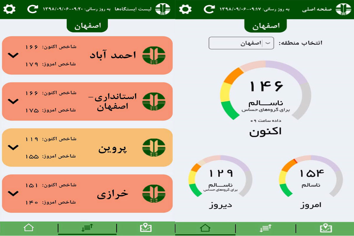 هوای اصفهان، همچنان ناسالم برای عموم