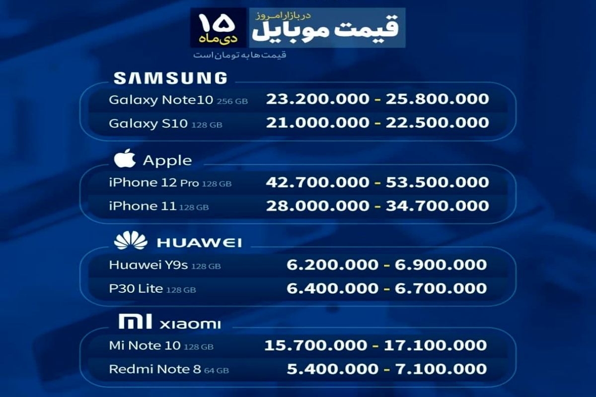 آخرین قیمت تلفن همراه در بازار موبایل مشهد