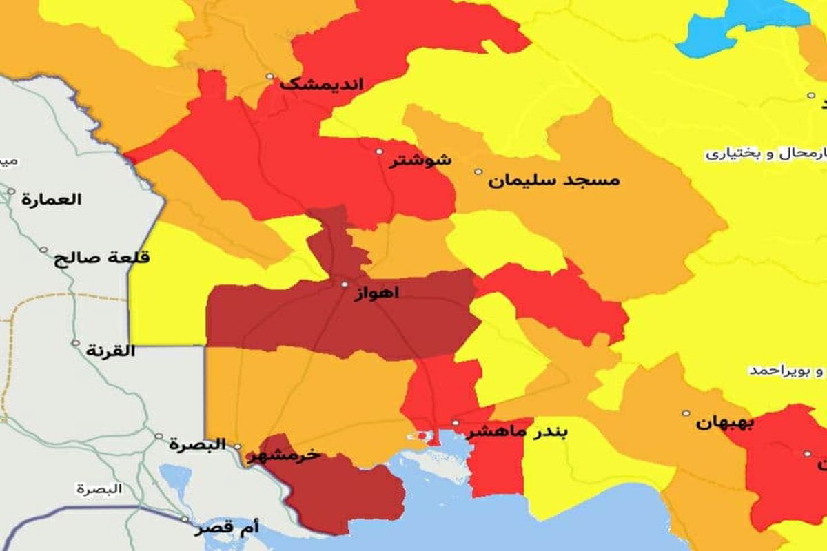 اسامی شهر‌های ممنوعه برای سفر نوروزی از ۲۵ اسفند تا ۱۵ فروردین در استان خوزستان