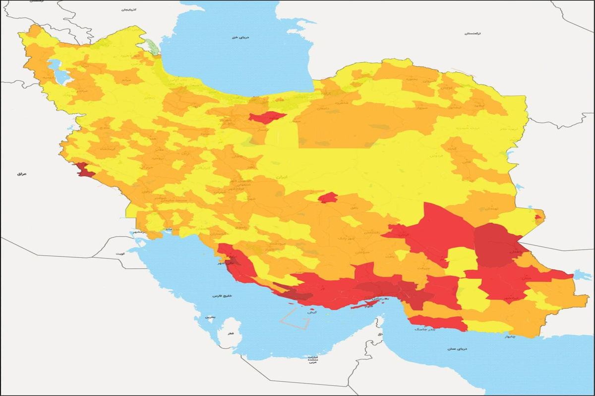 آخرین و جدیدترین رنگ‌بندی کرونایی شهرهای کشور ۶ تیرماه ۱۴۰۰