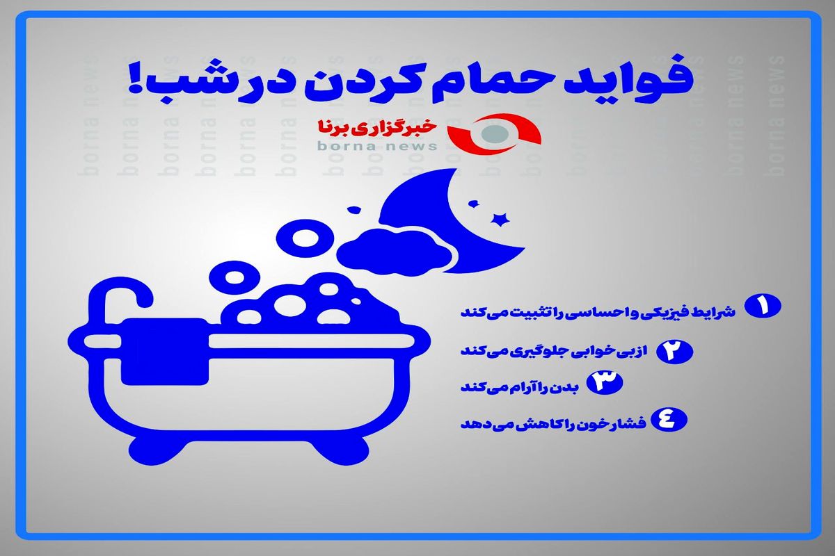 فواید حمام کردن در شب + اینفوگرافی