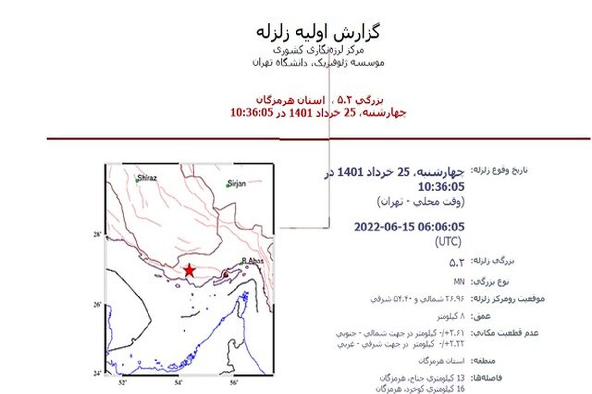 ۴ زلزله پیاپی هرمزگان را لرزاند