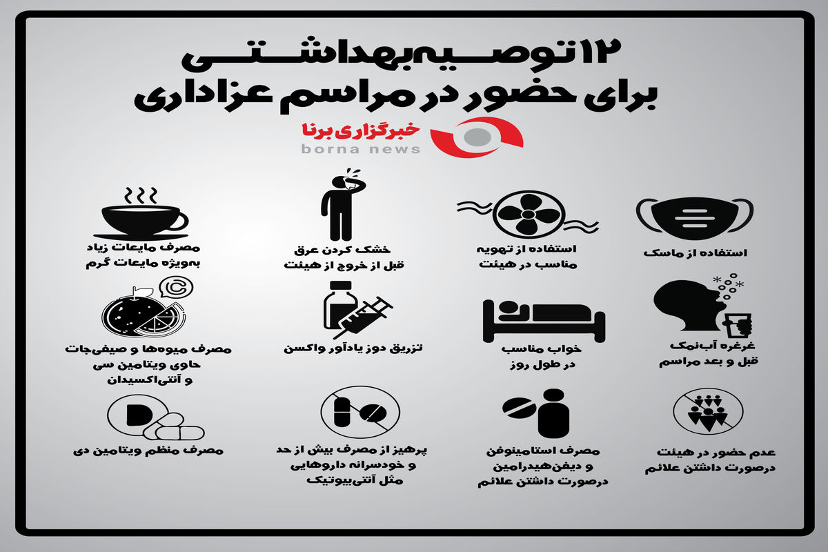 ۱۲ توصیه بهداشتی برای حضور در مراسم عزاداری+اینفوگرافی