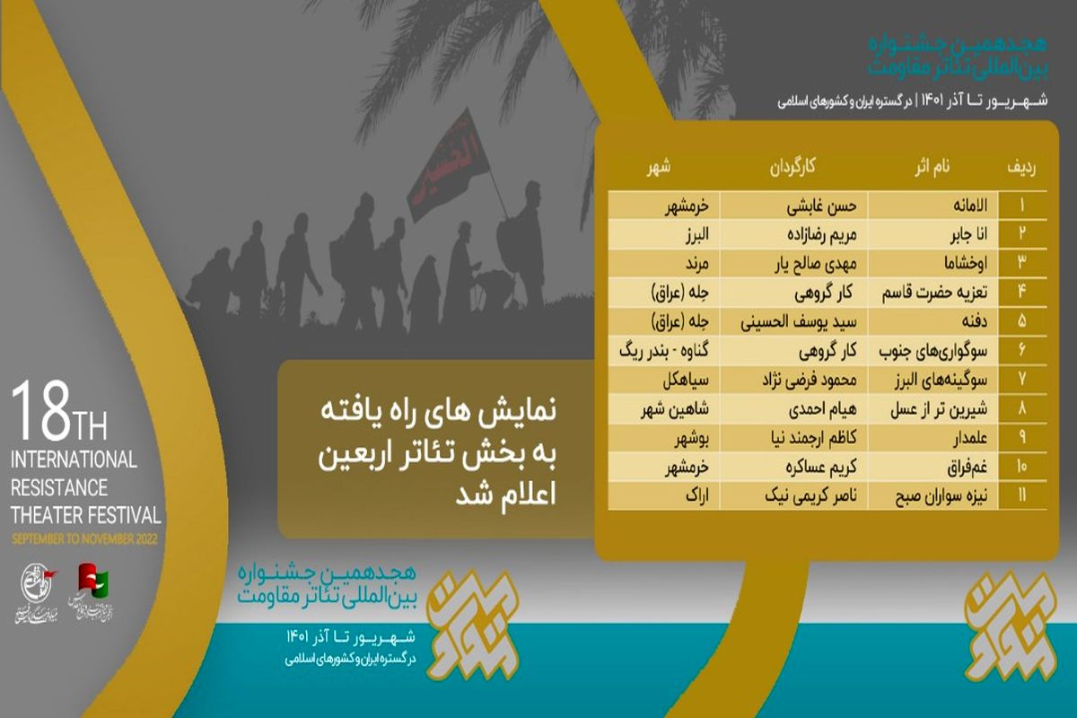 آثار منتخب تئاتر اربعین رویداد نمایشی خون نامه خاک اعلام شد