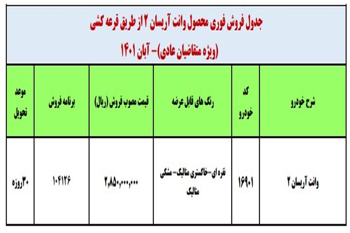 جزئیات فروش فوری محصول جدید ایران خودرو