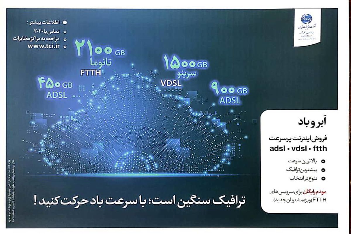 جشنواره فروش اینترنت پرسرعت ابر و باد شرکت مخابرات ایران