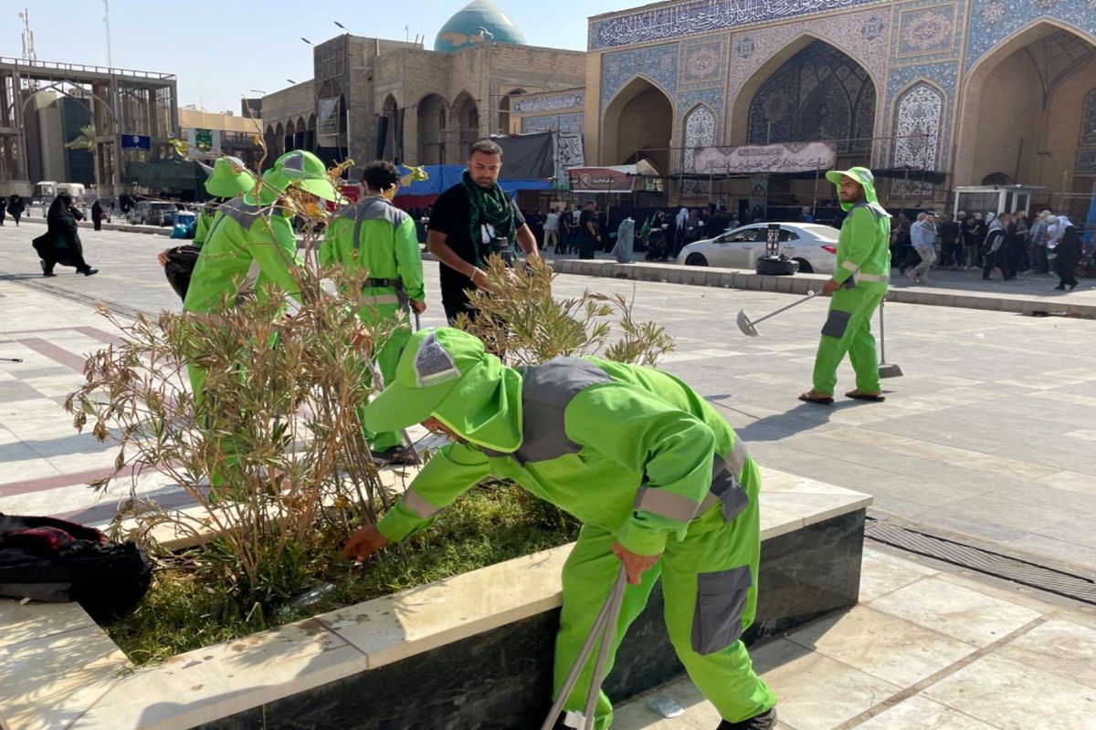 خدمت رسانی بالغ بر ۴۰۰ پاکبان در نجف به صورت ۲۴ ساعته