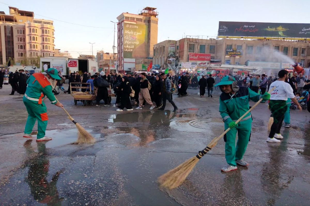 خدمت رسانی همه جانبه نیروها و ماشین آلات تخصصی خدمات شهری در شهر نجف اشرف