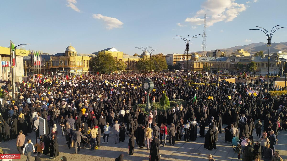 راهپیمایی پر شور همدانی ها در حمایت از مردم فلسطین