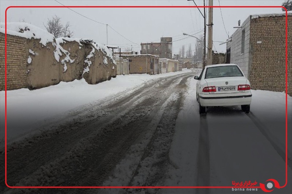 بارش شدید برف در گلپایگان اصفهان