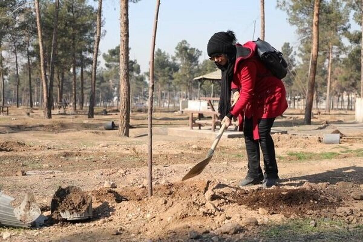 کاشت تعدادی نهال در بوستان سرخه حصار به نام بانوان